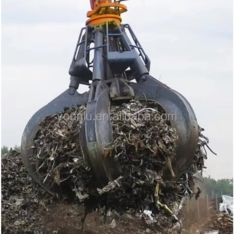 Hydraulic Orange Peel Grab with Rotating Function for Rock Log Scrap Sorting Heavy Duty Rake Tool Customized High Efficiency