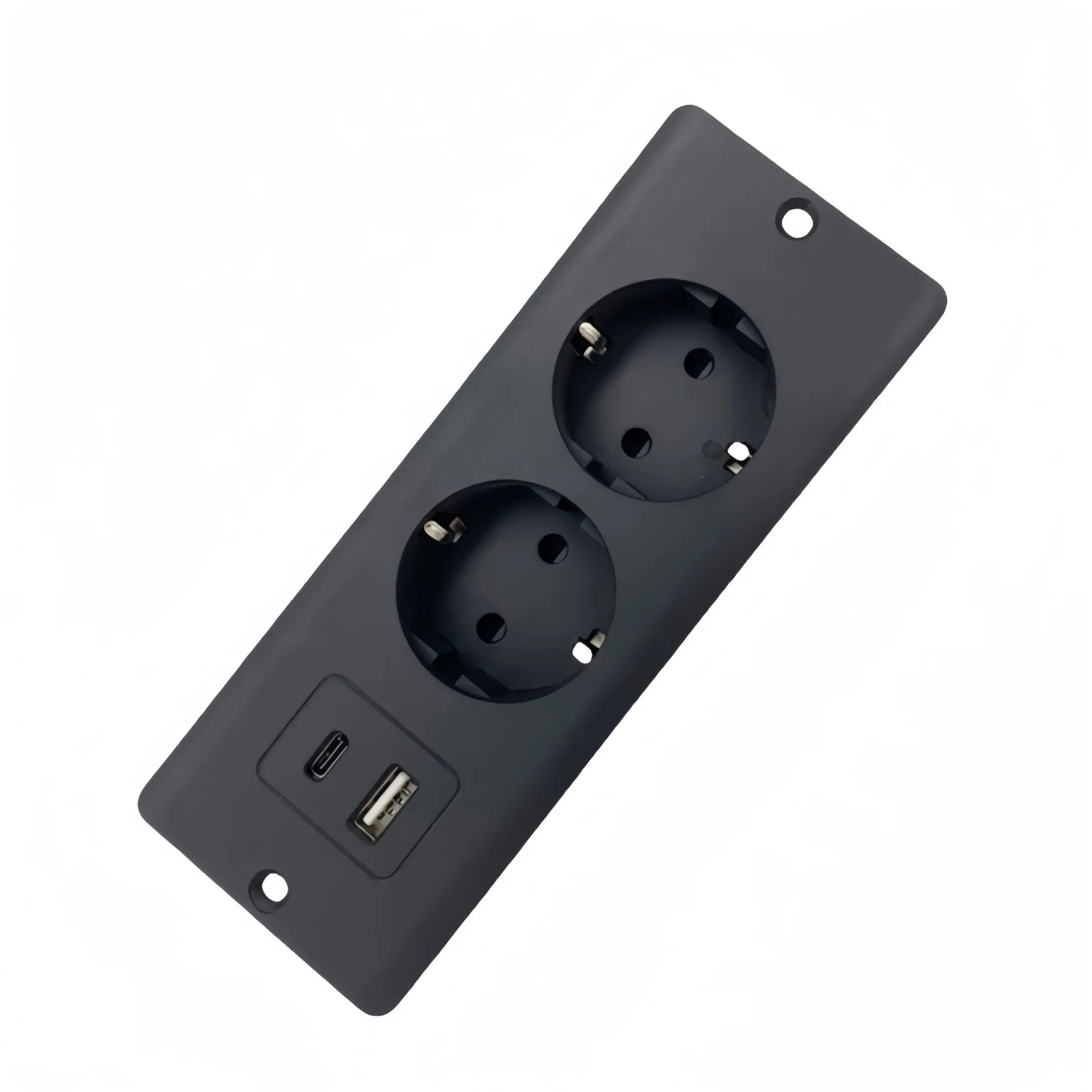 European Standard Recessed Socket 1 USB-A And 1 Type-C Built-in Desktop Hidden Power Socket With 1.5M Extension Cable