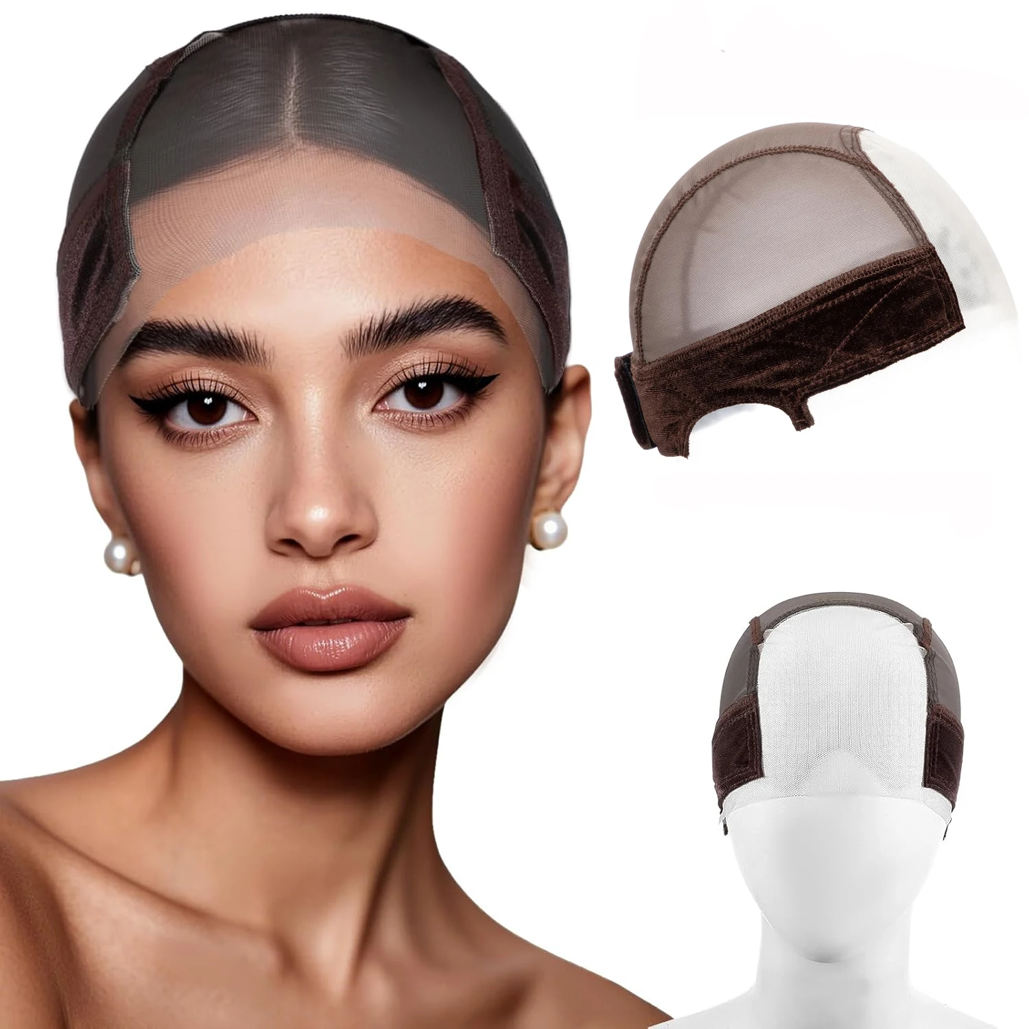 

Кружевная шапочка для парика Ремешок для париков с кружевной передней частью, чтобы сохранить парики в местах, Регулируемая шапочка для парика с лентой для захвата Нескользящая шапочка