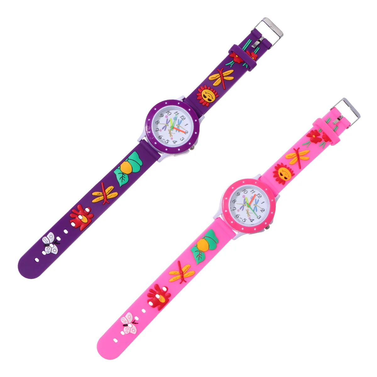 2 قطعة ساعة معصم ثلاثية الأبعاد ثلاثية الأبعاد للرسوم المتحركة الإبداعية المطبوعة ساعة مقاومة للماء هدية للطلاب اليعسوب #6