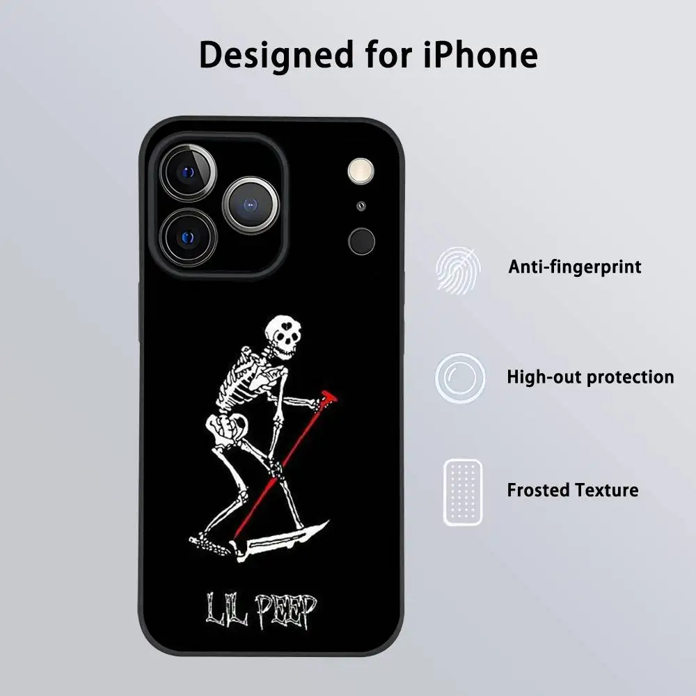 L-Lil Peep H-Hell Boy Phone Case For iPhone 17 16 15 14 13 12 11 Pro Max Plus Mini Black Frosted Soft Shell Funda - view 5