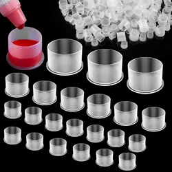 Mamba 1000pcs Tattoo Ink Caps S/M/L/XL Disposable Tattoo Ink Cups with Base Clear Plastic Pigment Permanent Makeup Container