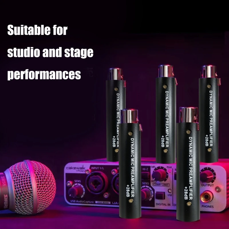 HD1 インライン ダイナミック マイク サウンド ブースター、プリアンプ付き、エンターテイメント ライブ スタジオ用