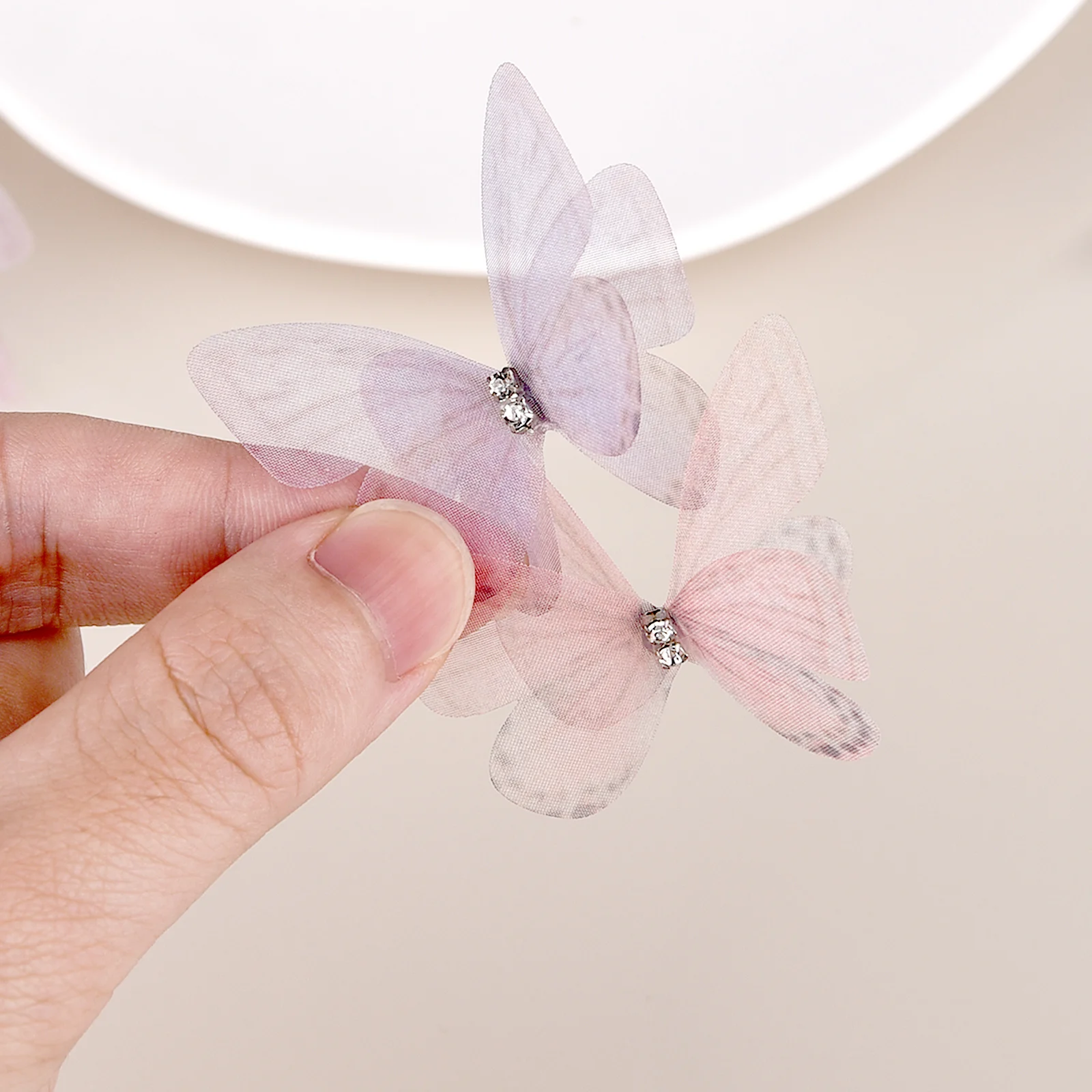 10pcs/Lot 5cm Double Layer Lace 3D Butterfly Applique Simulation Mesh For Handmade Clothes Nail Hair Clip Wedding Decoration
