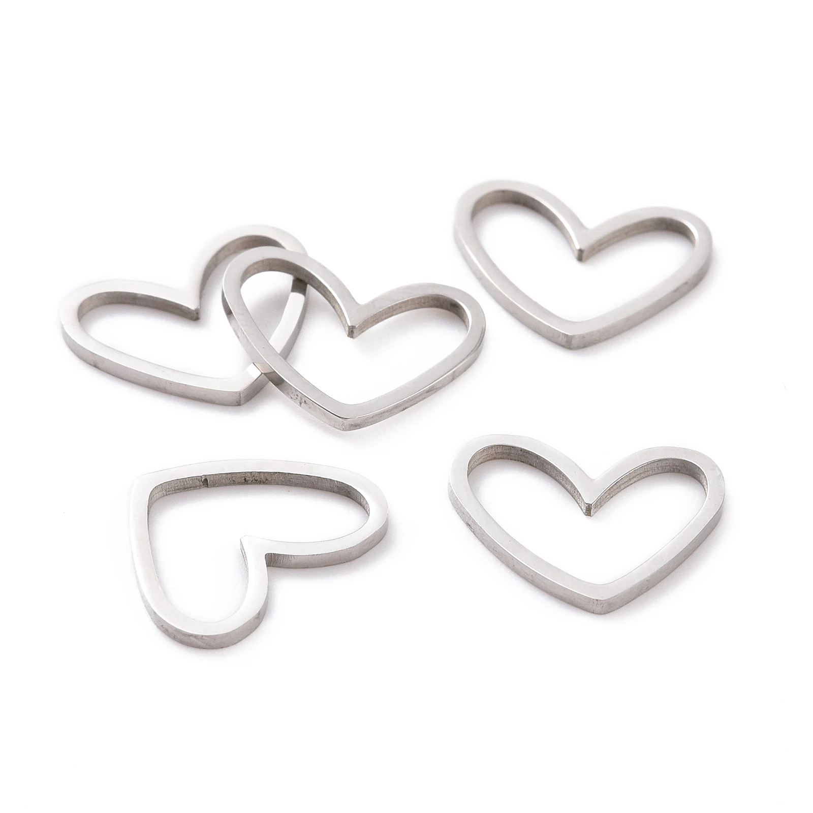 

50pcs 201 Stainless Steel Asymmetrical Heart Linking Rings Connectors for Bracelet Necklace Dangle Earrings DIY Jewelry Making