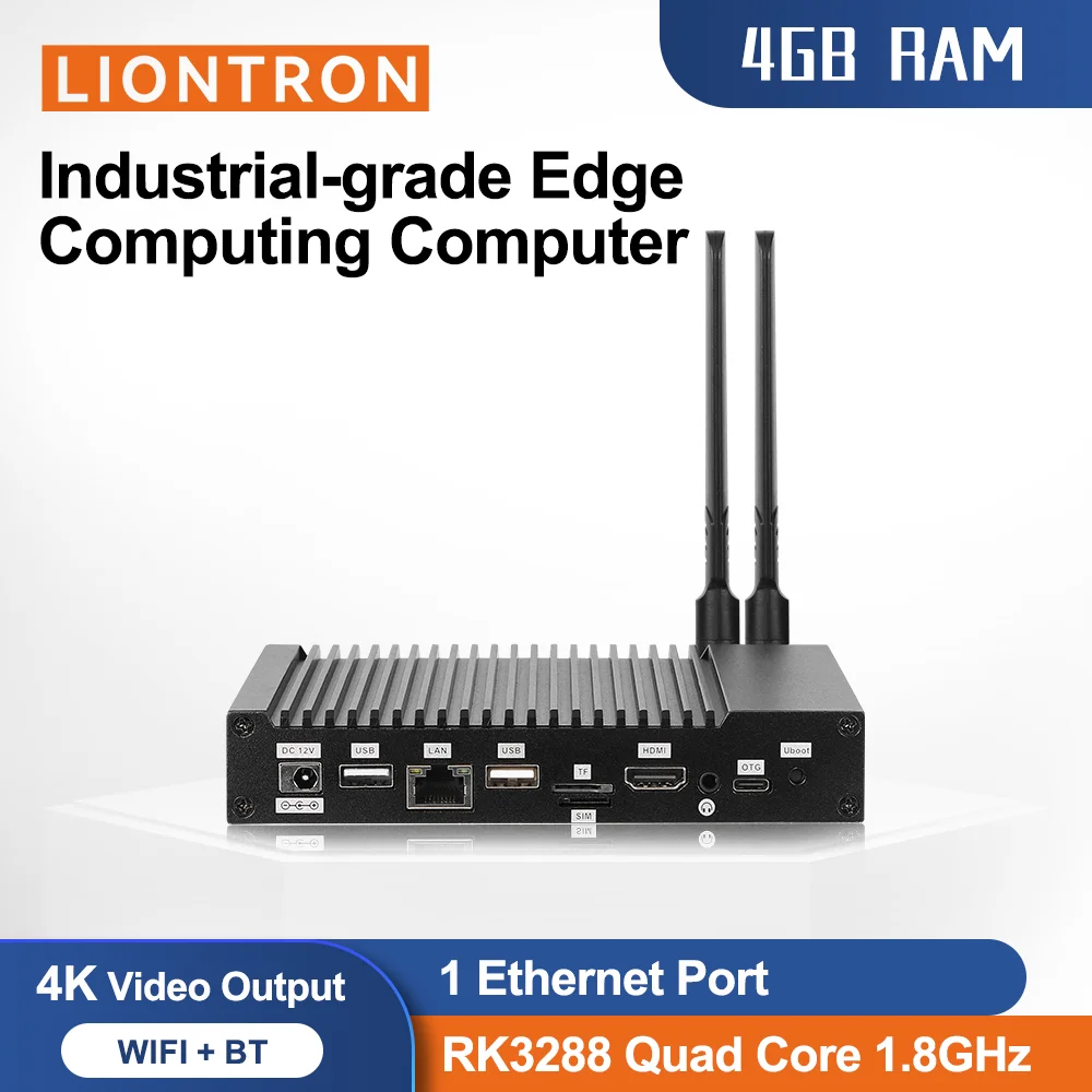 Liontron RK3288 Промышленный ПК Android Четырехъядерный ТВ Мини-бокс Маломощный AI Edge Обчисливание для торгового автомата Чергающий автомат