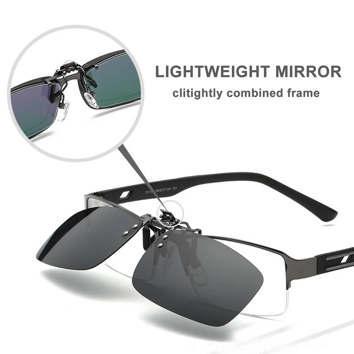 

Sunglasses Clip Black Grey Lightweight Uv Night Clip-on Eyeglasses Flap Turning Style for Skiing Climbing Driving Use