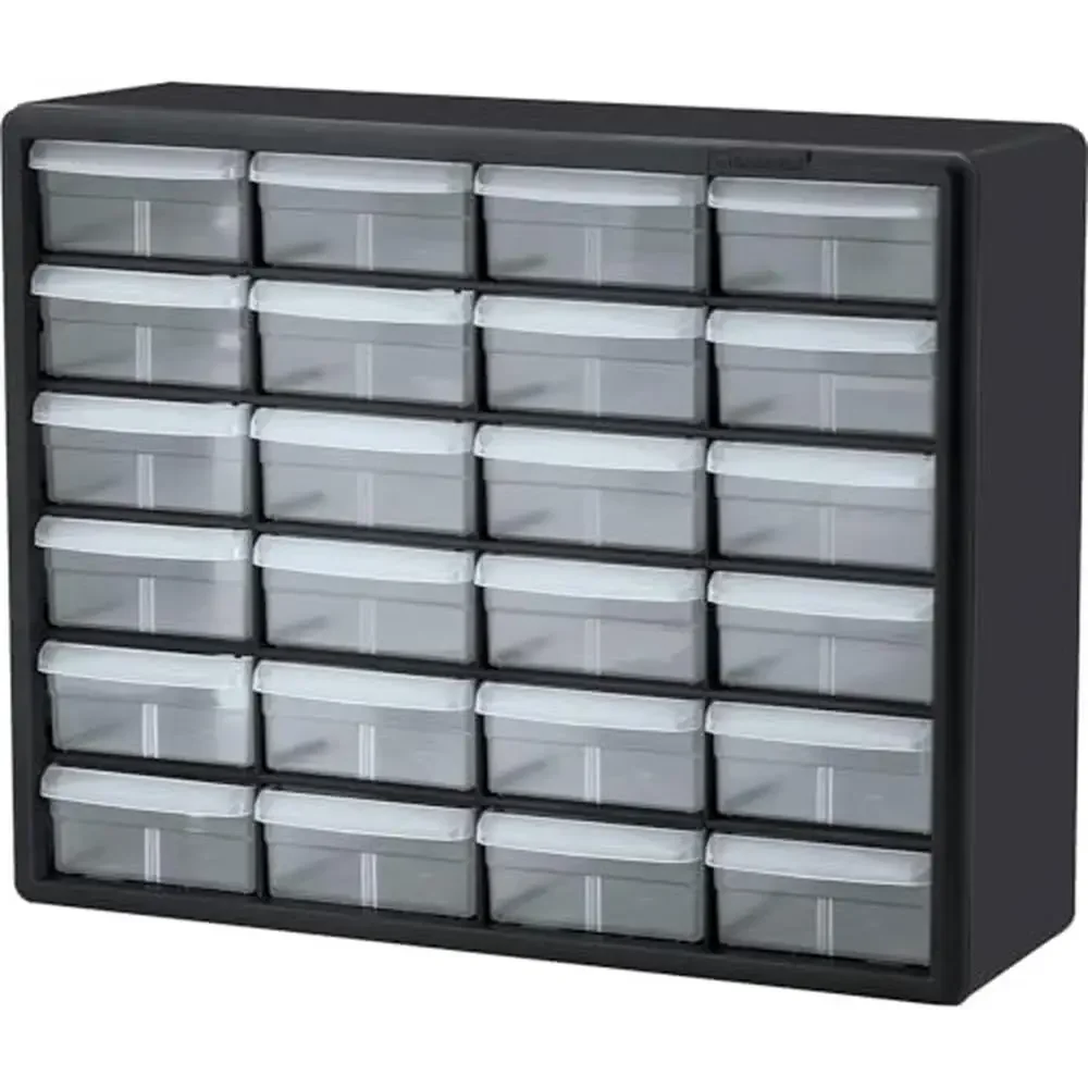 

24-Drawer Plastic Storage Cabinet Garage Classroom and Home Organization Finger Grip Stackable Lego Toolbox Makeup Organizer