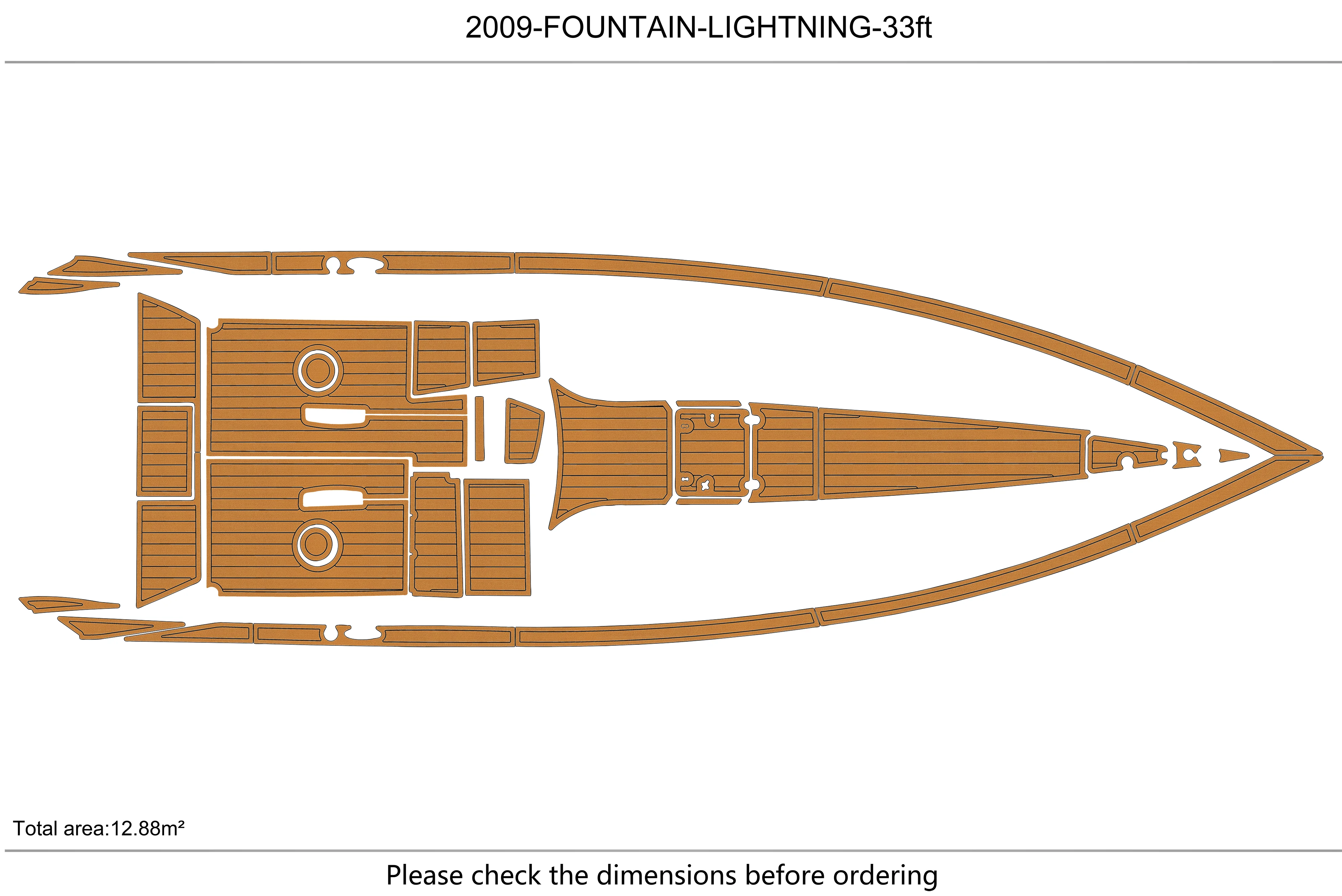 Eva foam Fuax teak seadek marine floor For 2009 Fountain LIGHTNING 33ft Cockpit Swim platform bow 1/4