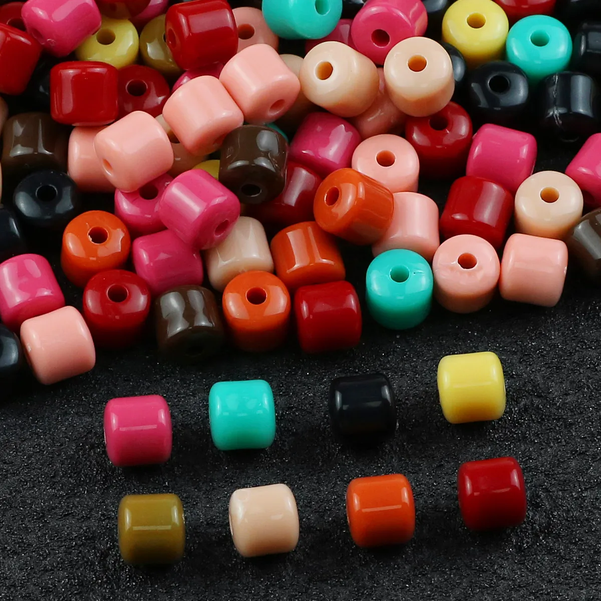 Mixed Colours Acrylic Beads Cylinder Spacer Loose Beads For Jewelry Making Bracelets Necklaces Diy Crafts Accessories 50/100pcs