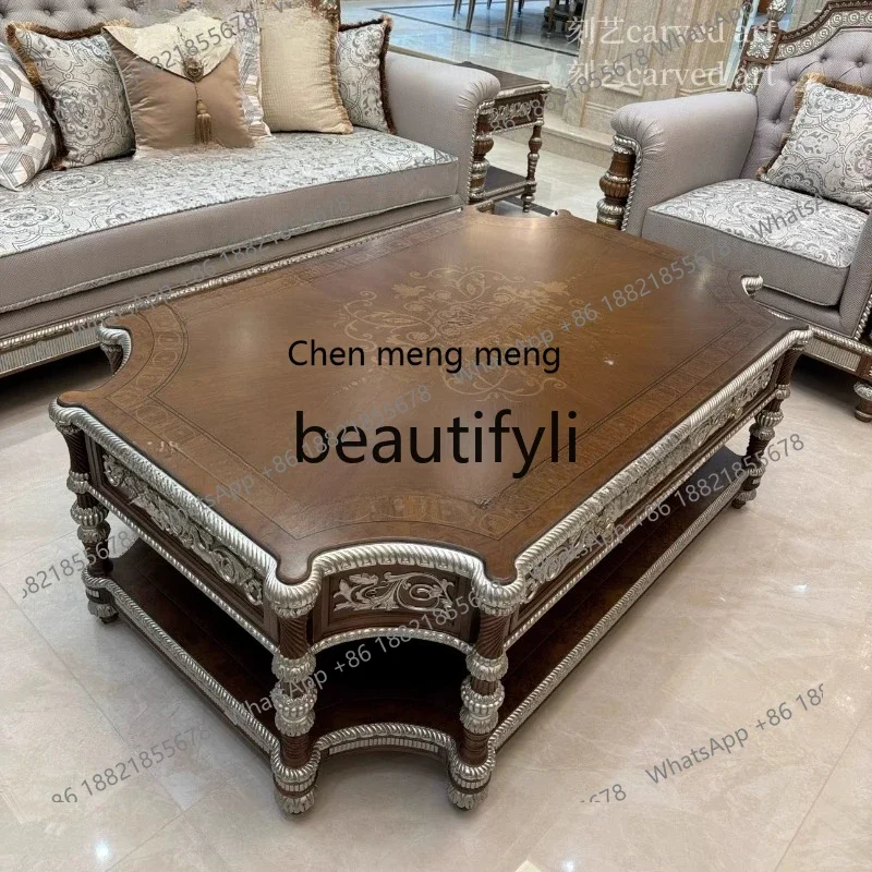 G Windsor Castle coffee table French court style European rectangular solid wood carving flower tea table
