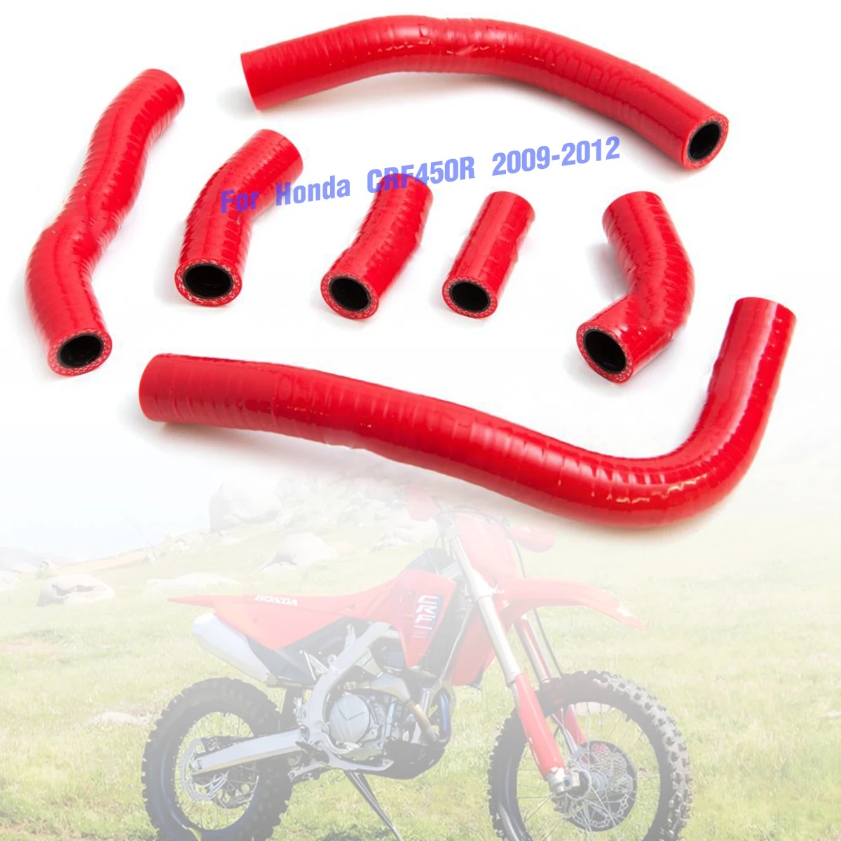 

7pcs Red For 2009-2012 Honda CRF 450R CRF450R Silicone Radiator Coolant Hoses Tube Pipe Kit