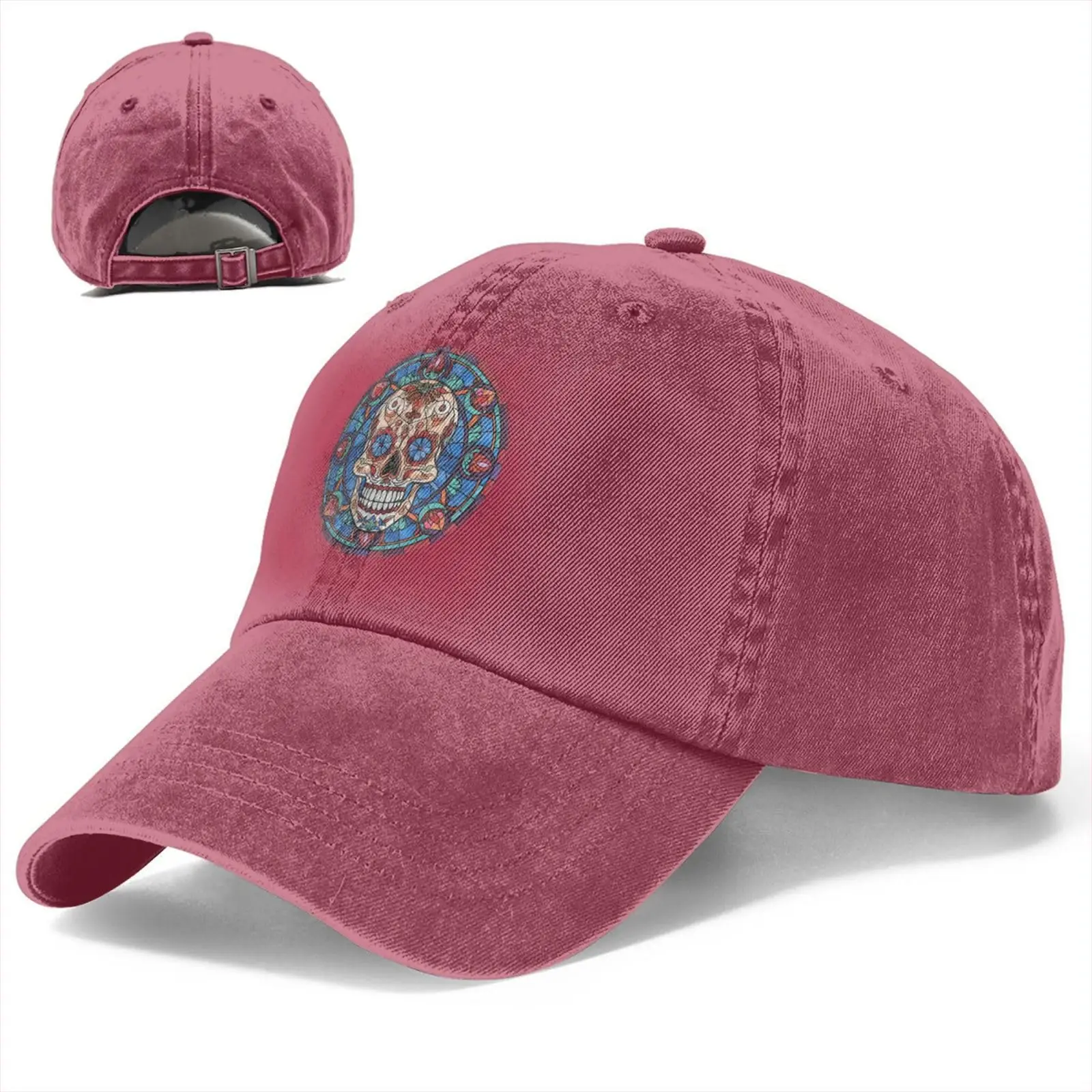 Stained Glass Sugar Skull 7 Baseball Cap Golf Dad Hat Adjustable Original Classic Low Profile Cotton Hat Men Women Cap For Daily