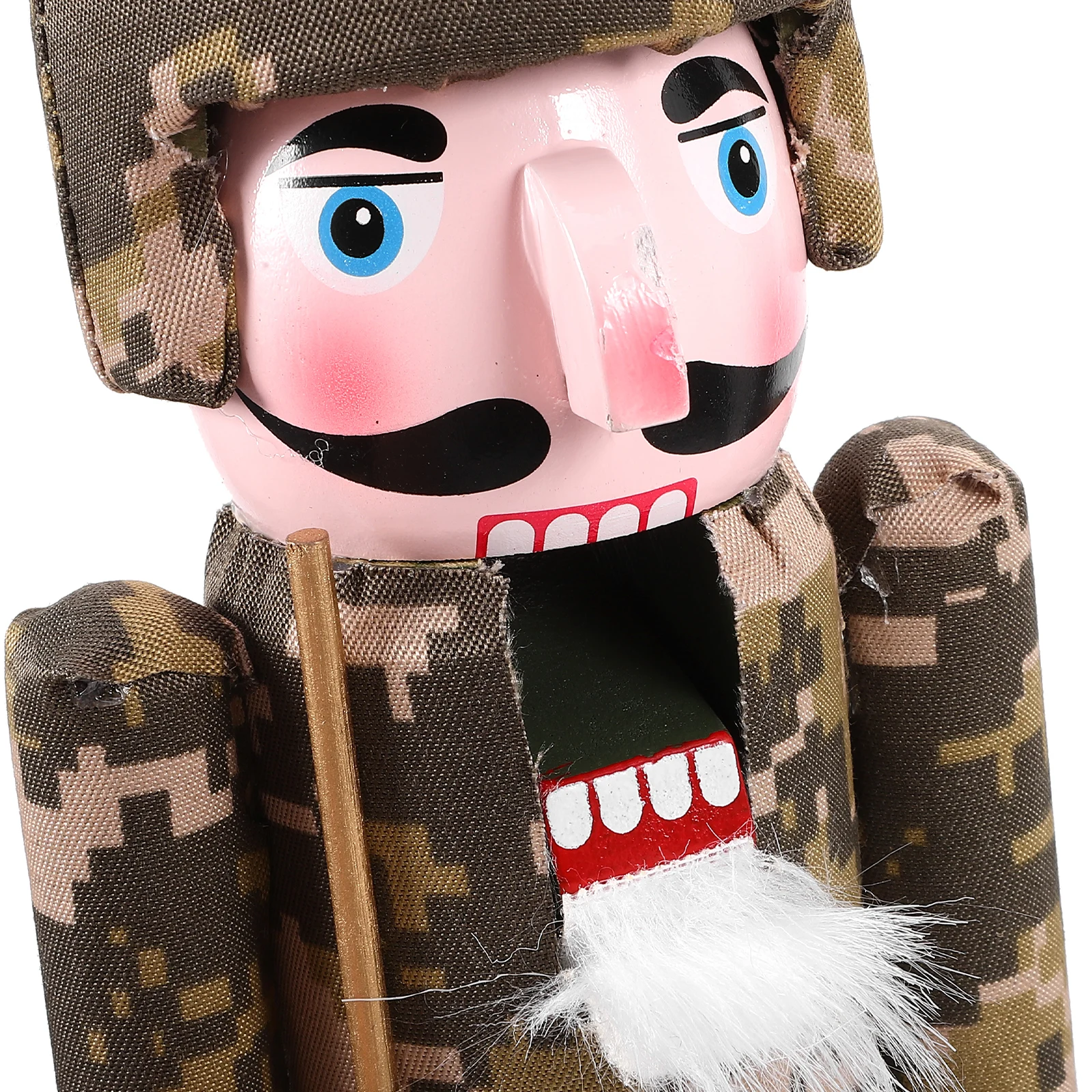 

Camouflage Uniform Soldier Decoration Christmas Decorations Natural Wood Nutcracker Figurines Ornament Craft The Banner Man