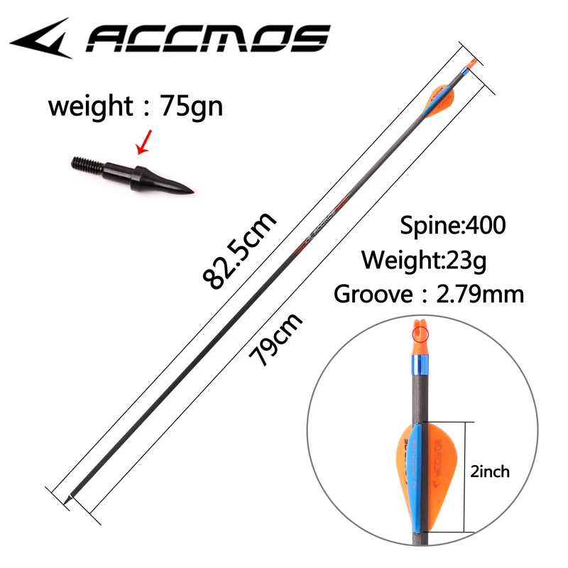 Imagem -06 - Seta Pura da Espinha do Carbono para o Recurvo Arco Composto Identificação do Eixo 6.2 mm 250 300 350 400 500 600 700 800 Peças 12 Peças
