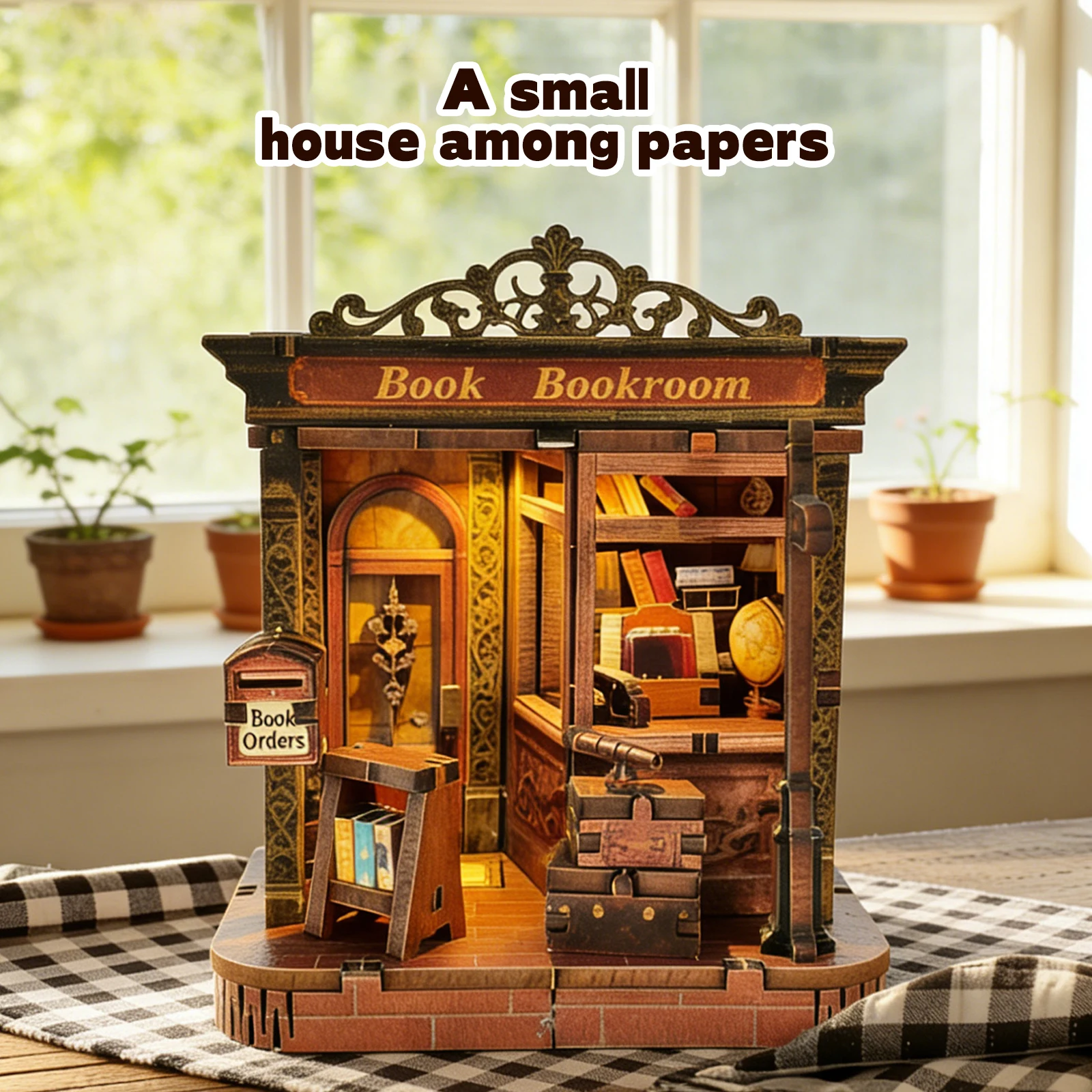 3D Wooden Puzzle for Adults Paper Cottage Book Nook with Lights Model Kit Dollhouse DIY Miniature House Birthday and Christmas Gifts