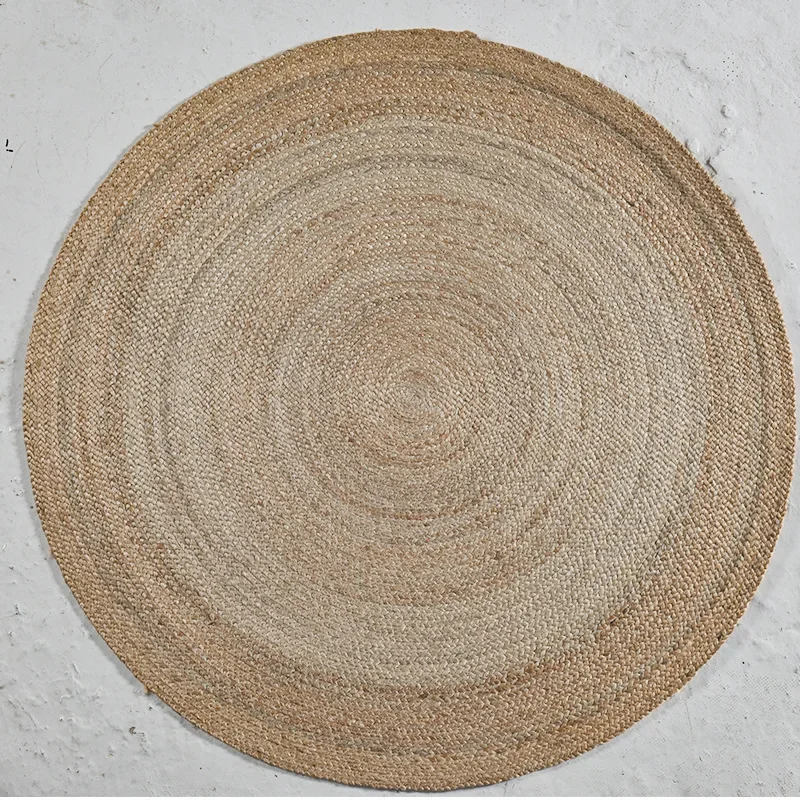 

Hand woven soft living room jute carpet homestay home carpet light luxury round water reed carpet