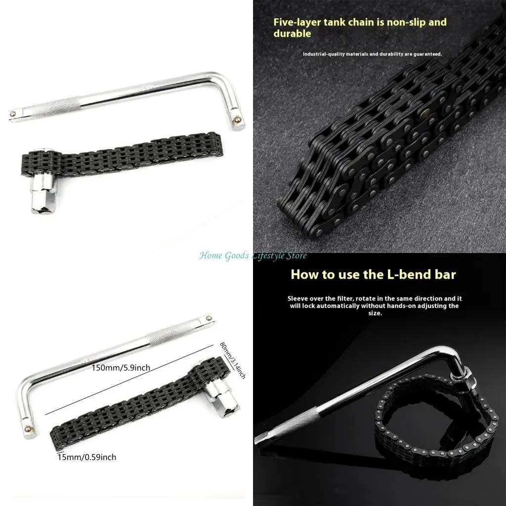 

E74E Professional Engine Oil Filter Wrench Double Chain Design For Car Maintenance
