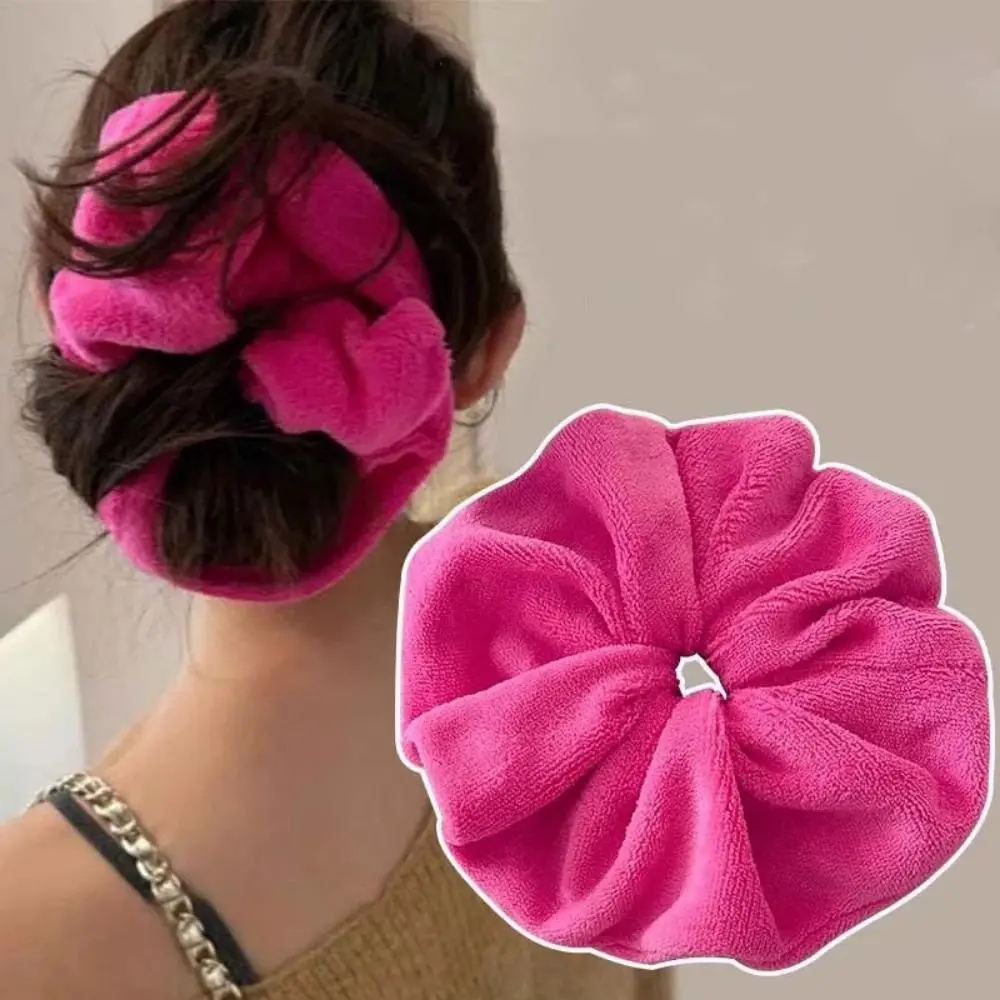 New Extra Large Hair-drying Scrunchies Elastic Autum Winter Faux Fur Plush Hair Tie Water Absorbing Hair Accessories Girls Women