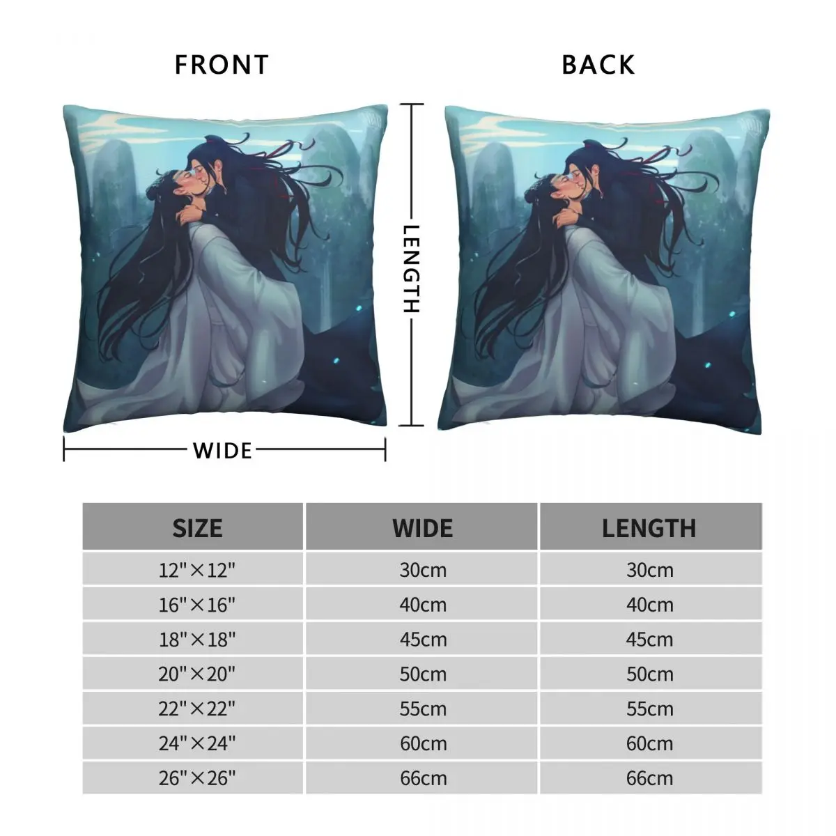 Wangxian Square Pillowcase Polyester Linen Velvet Printed Zip Decor Throw Pillow Case Sofa Seater Cushion Cover