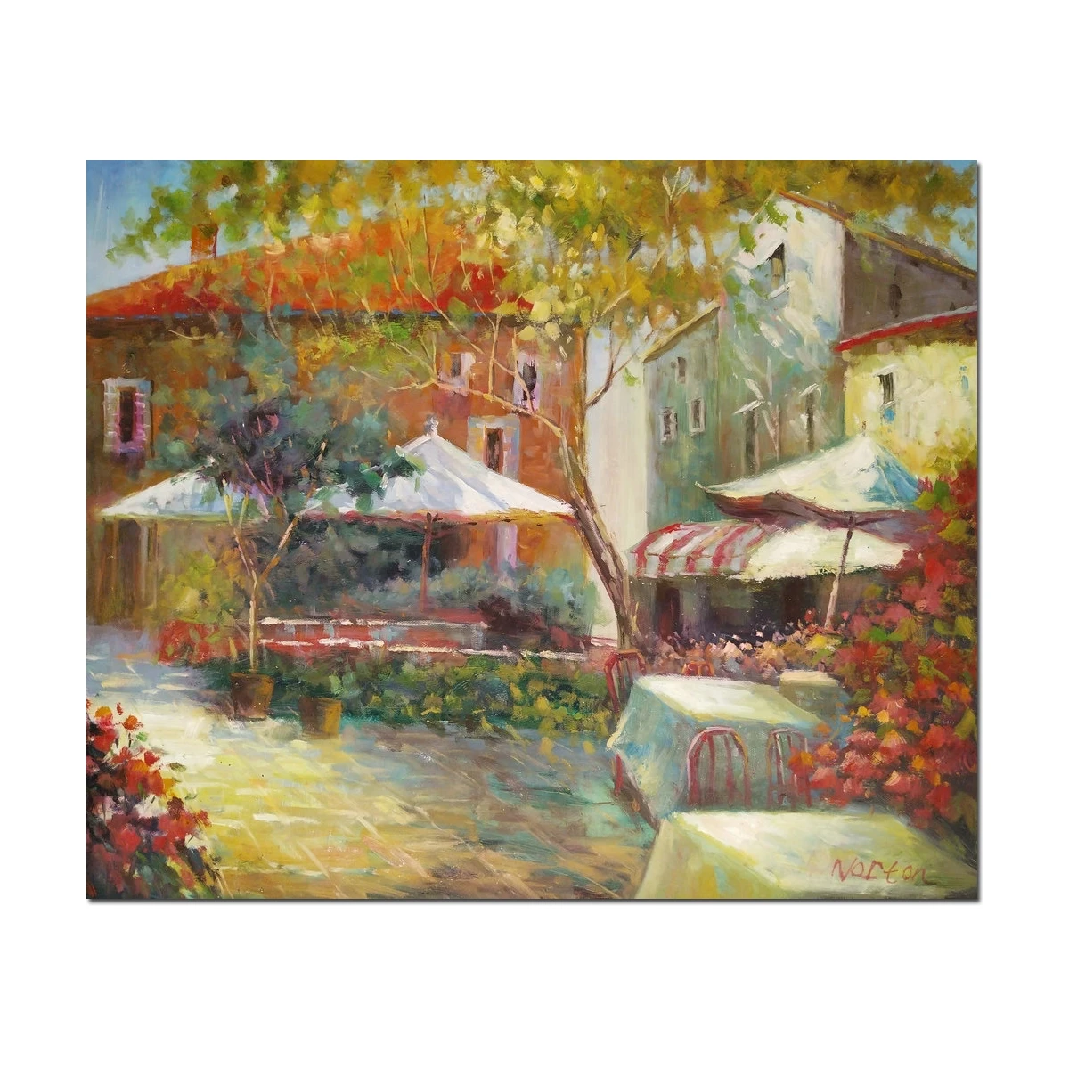 

High Quality Hand Painted Oil Painting Classical IMPRESSIONISM House Garden Floral on Canvas Wall Art Decor