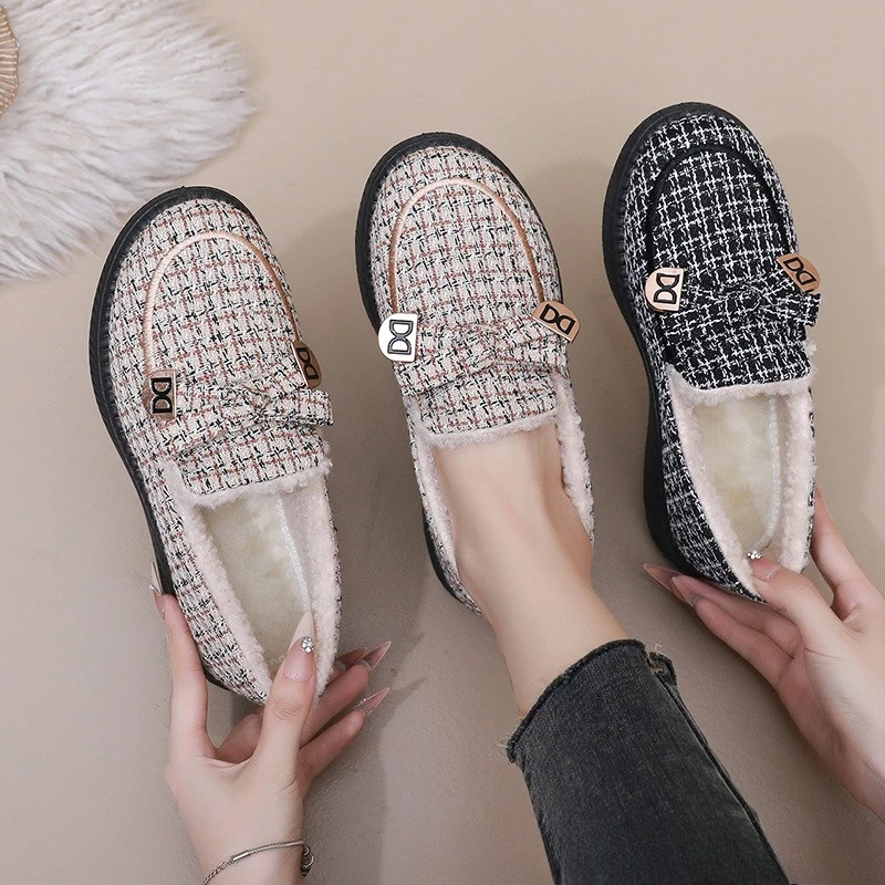 

Зимняя бархатная хлопковая обувь среднего и пожилого возраста, нескользящая утолщенная теплая женская хлопковая обувь для дома и улицы