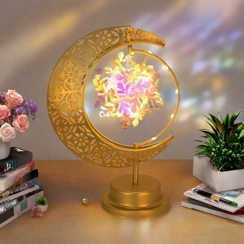 

Golden Moon Star Night Light Muslim Ramanda Festival Decoration Table Lamp For Holiday Christamas Atmosphere Styling Lighting