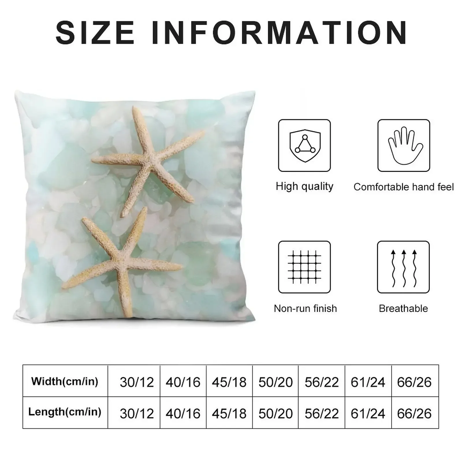 Starfish Seaglass 2 Throw Pillow Ornamental Pillow anime girl Cushion Cover Set pillow