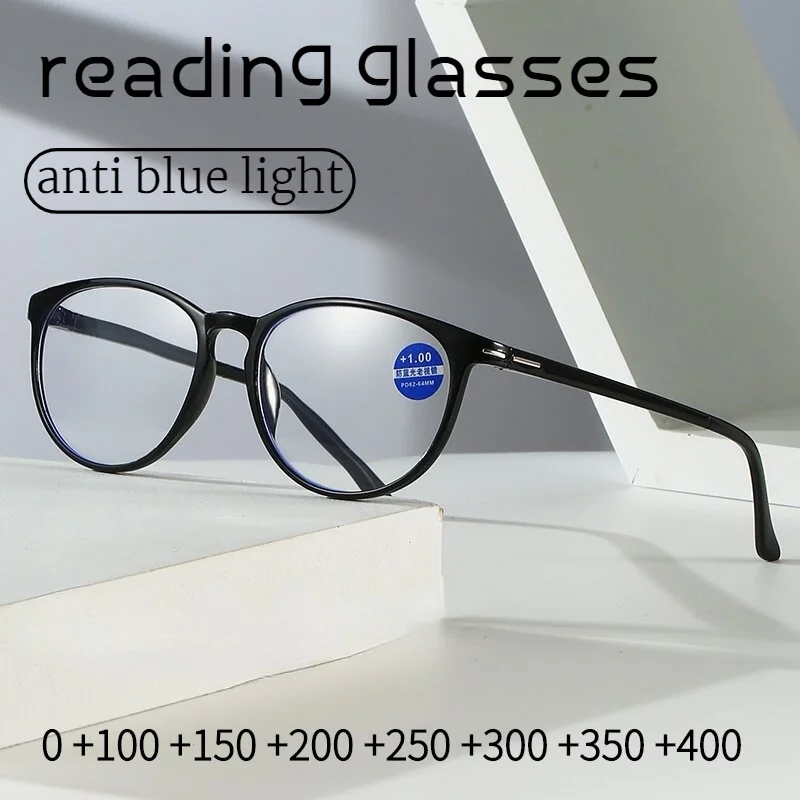 

Retro Reading Glasses Women Ellipse Frame Mens Glasses Blue Light Glasses HD Presbyopia EyeGlasses +1.0 To +4.0 Gafas