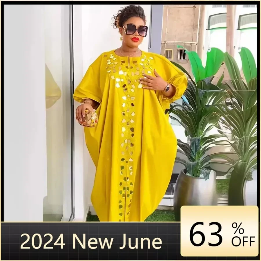 

2024 Plus Size African Dresses for Women Summer Kaftan Long Sleeve Polyester Long Maxi Dress Gowns Muslim Fashion Abaya Outfits