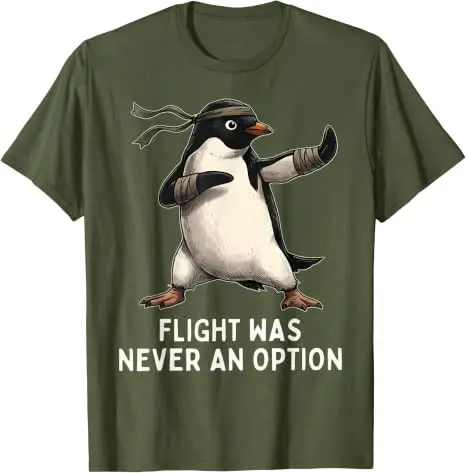Fliegen war nie eine Option Pinguin Taekwondo Kampfsport T-Shirt Y2k Jiu Jitsu, Kung Fu Grafik-Bekleidung Humor Weiches Baumwoll-T-Shirt – Detail 10