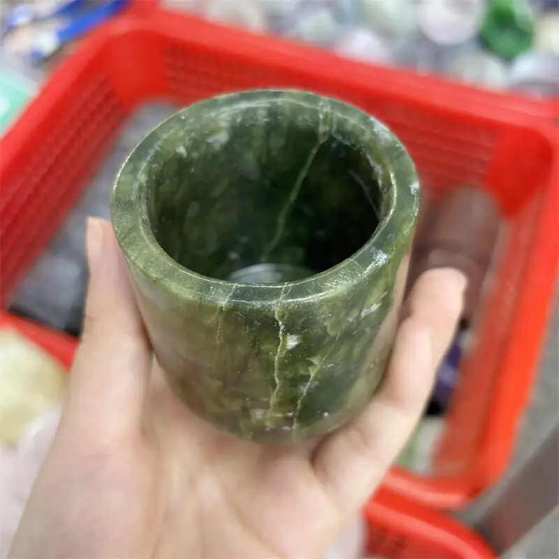

Натуральный Зеленый Нефрит Офиолит Чашка Резьба Агат Дух Минерал Исцеление Рейки Драгоценный Камень Ремесла Украшения Дома Подарки 1 ШТ.
