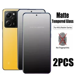 Xiaomi Redmi Note 12 11 10S T Pro 화면 보호기 용 2Pcs 무광택 강화 유리 Poco X6 X5 X4 X3 F5 M5 F4 F3 Pro GT 유리