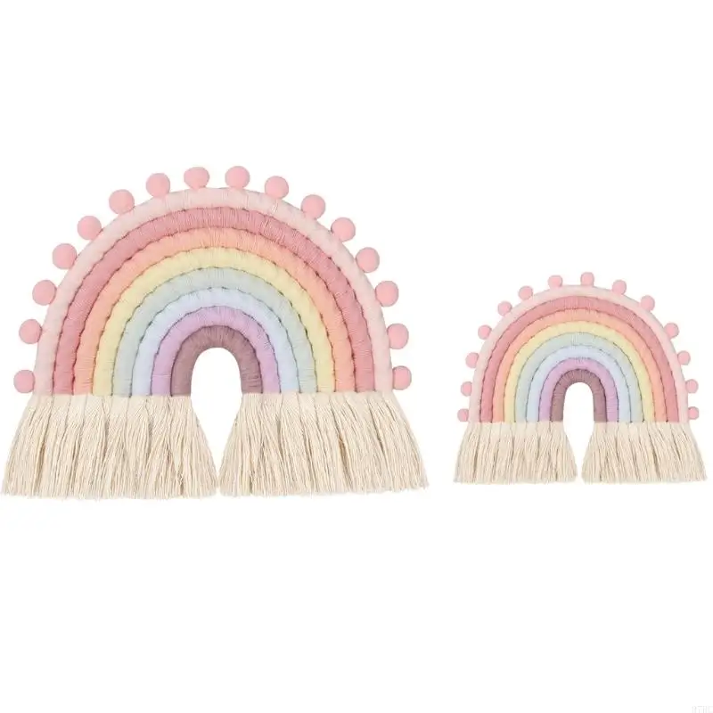 97BC Rainbow Macrame Suspensão parede para berçário decoração casa Presente delicioso