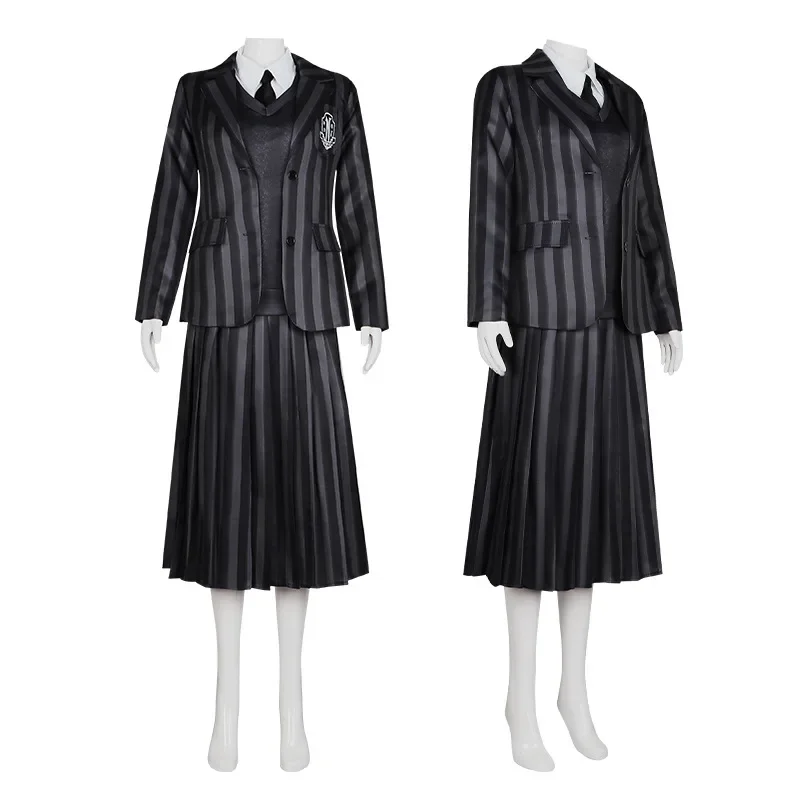 Disfraz de miércoles Addams para niños, disfraz de miércoles para niños, familia Addams, Cosplay de mano Artificial, uniforme escolar para mujeres, trajes, vestido para niñas