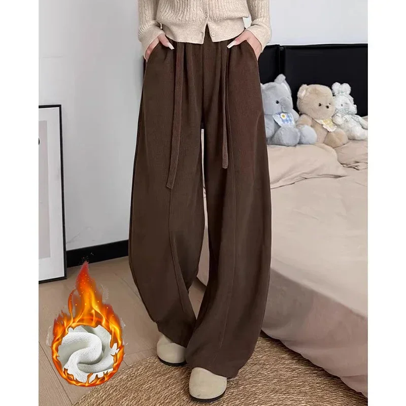 Winter-Jogginghose für Mädchen aus dünnem Fleece, modische, warme Plüsch-Freizeithose für Damen, hohe Taille, thermische Sweatpants für Mädchen – Detail 22