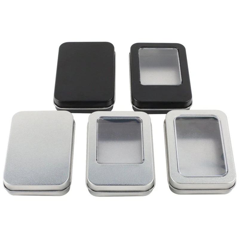 10Pcs 87*60*18mm Rectangular Tin Boxes Tinplate Storage Box Empty Jewelry Earrings Display Box Mini Coins Badge Packaging Cases