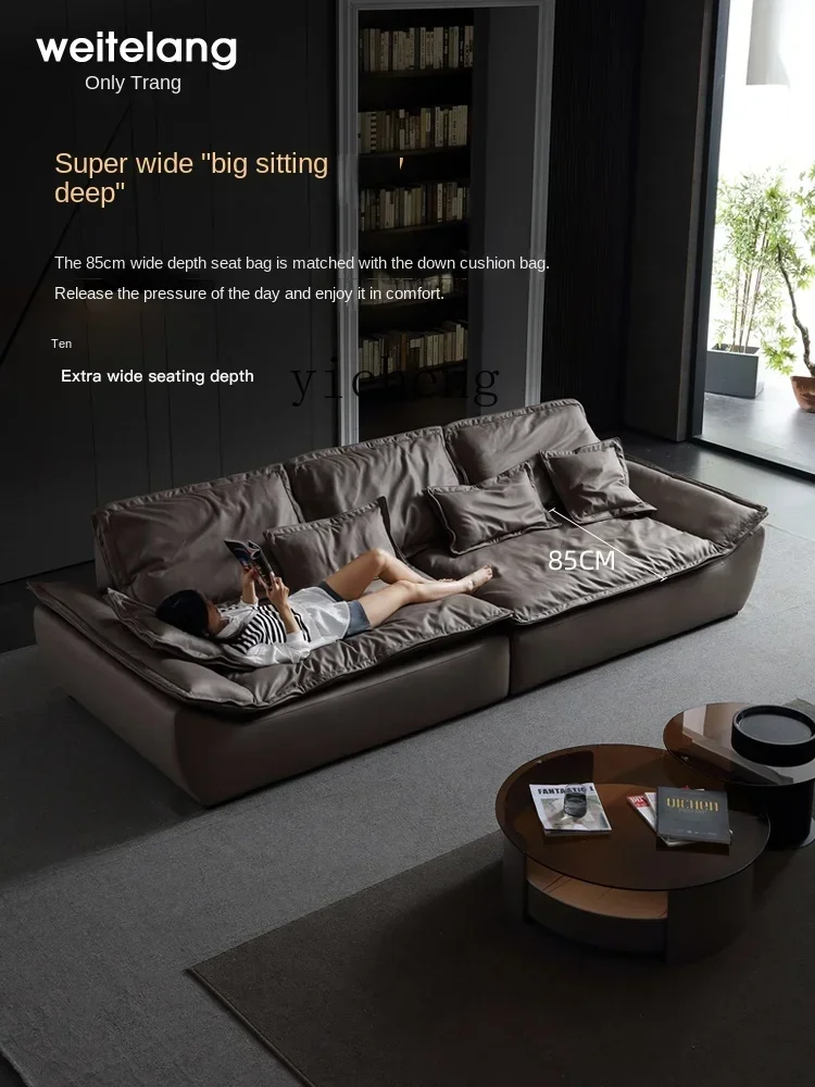 TQH Modern Simple Sailboat Super Wide Large Seat Deep Sofa Technology Cloth Down Removable Sofa