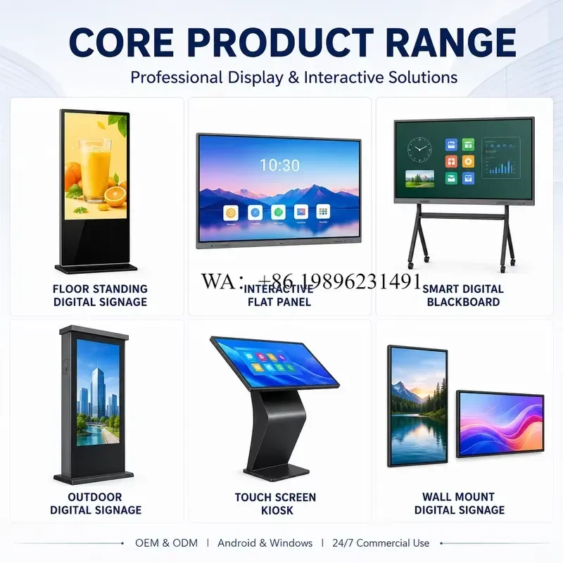 KINGONE 86 Inch 4K LCD Vertical Kiosk Floor Stand Advertising Displays Full Screen Digital Signage OEM ODM for Retail Store