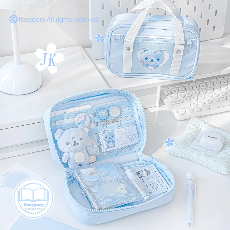 

JK униформа, сумка, двусторонний дисплей, оконный планировщик, сумка для хранения, дизайн в горошек, чехол для ручек, косметический органайзер для студентов