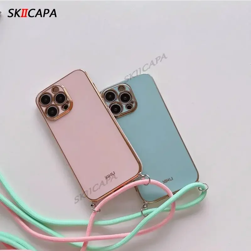 ل Xiaomi 15T Crossbody قلادة الحبل Lanayard تصفيح جراب هاتف ل Xiaomi Mi 15 T 15T 17 برو ماكس غطاء سيليكون مطلي #5