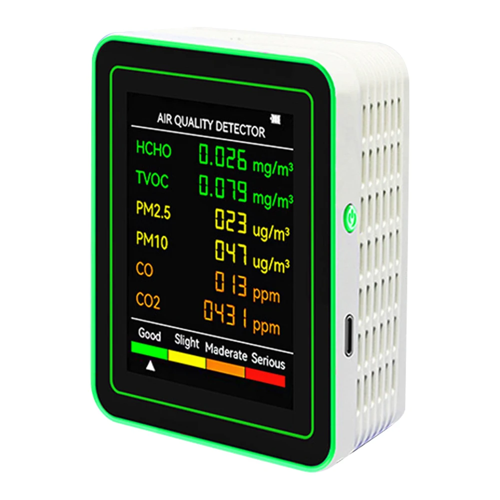 223221111111      1pc 6-in-1 Carbon Dioxide Detector Portable Air Quality Meter With LED Display Multi-functional Measurement