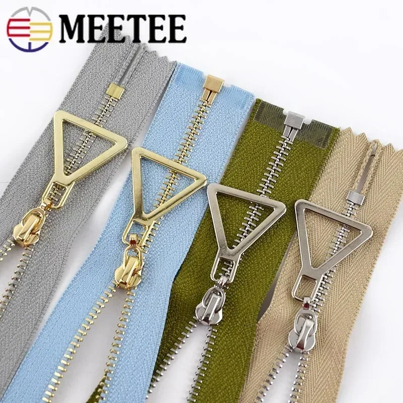 2Pcs 15-30cm Close-End 40-70cm Open-End 3# Metal Zipper Auto Lock Gold Silver Tooth Single Open Zip DIY Garment Sew Accessories