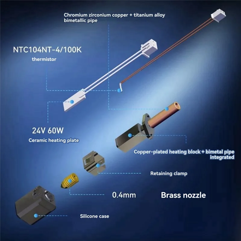 ABZW Aggiornamento Hot End Kit Per Creality Ender 3 V3 SE 24V 60W Termistore Riscaldatore Kit Blocco Riscaldante Stampante 3D