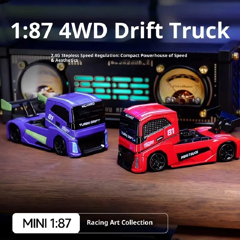 Mini voiture télécommandée 1:87 RC 2.4G, sans changement de vitesse, quatre roues motrices, dérive, voiture télécommandée de bureau électrique à grande vitesse