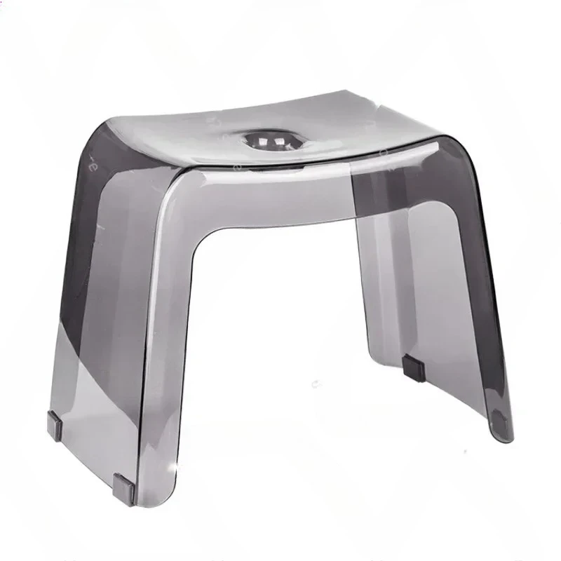 Home Bathroom Stool Furniture Transparent PCTG Plastic Shoe Stools Designer Antiskid Elderly Shower Bath Chair Seat for Adults