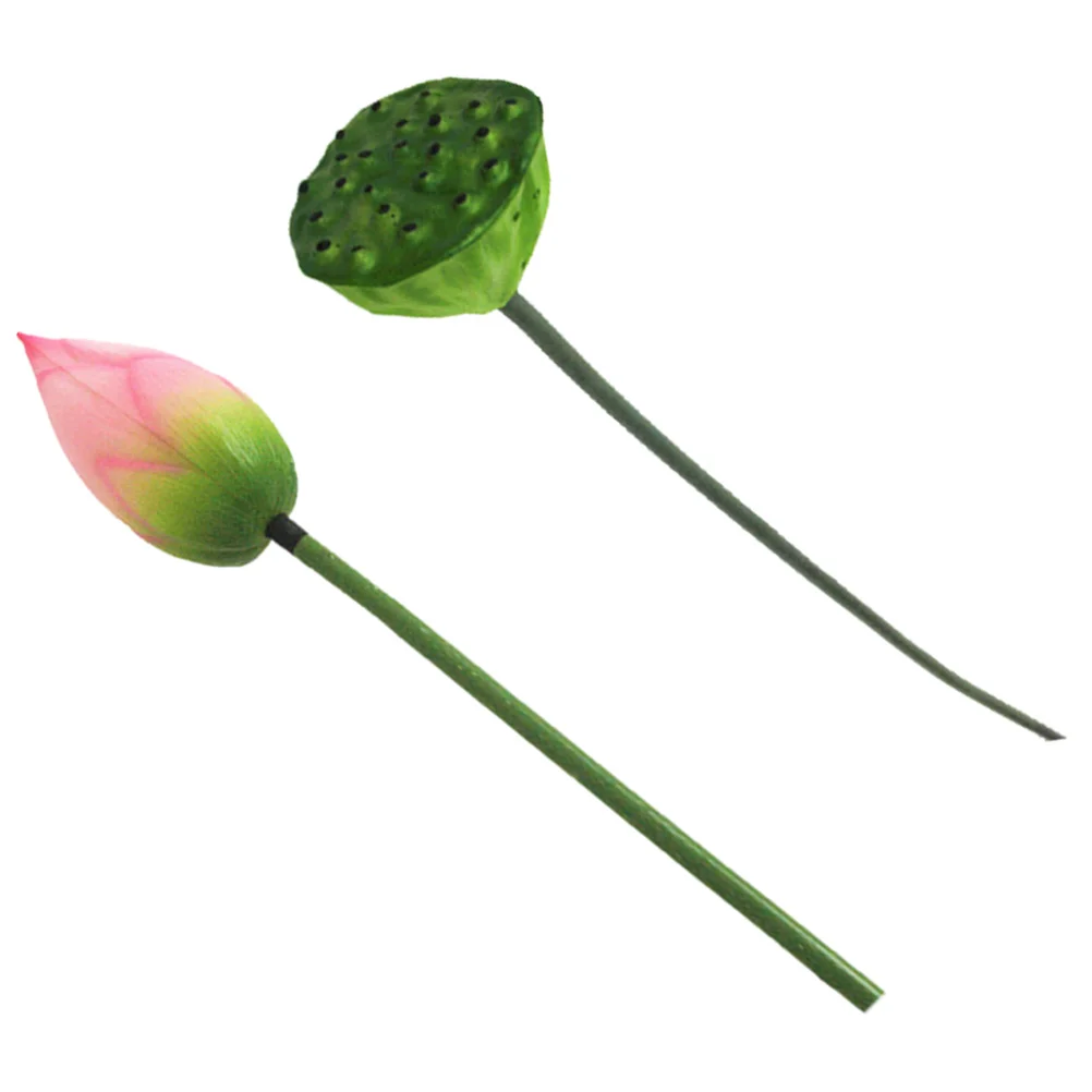 

1 set Artificial Lotus Buds Decor Fake Simulated Flowers Home Garden Office Decorations PU Waterproof Greenery