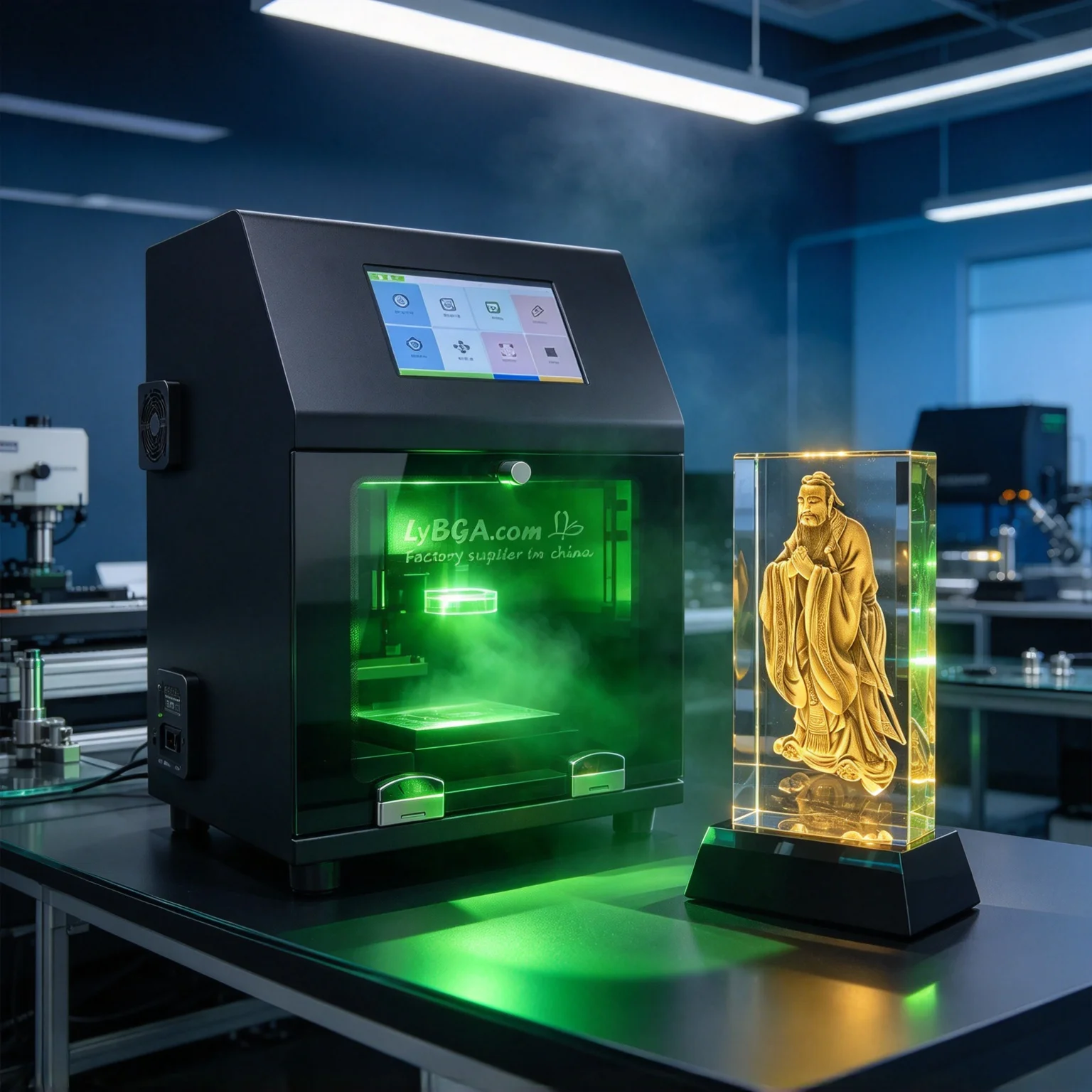 Exhibition Model 3D Crystal Block Internal Engraving Machine for Glass 1W Green Laser Marking Machine Enclosed Computer/Phone