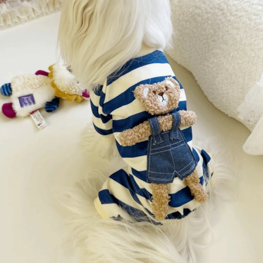 

Cartoon Pattern Kawaii Pet Clothes Striped Pajamas Cotton Winter Puppy Clothes Keep Warm Animal Clothing Dog Jumpsuits Chihuahua