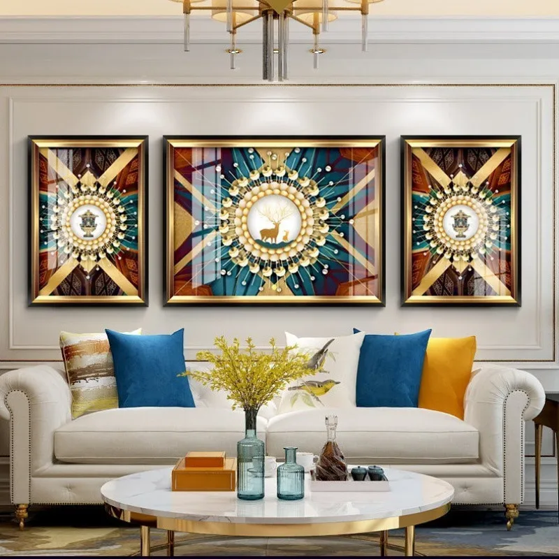 

Modern, light luxury, living room decoration painting European sofa background, wall hanging painting abstract